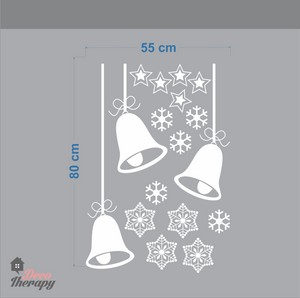 Christmas Hanging Bells And Snowflakes Wall Sticker