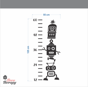 Height Chart Cute Robots in Inches Wall Sticker