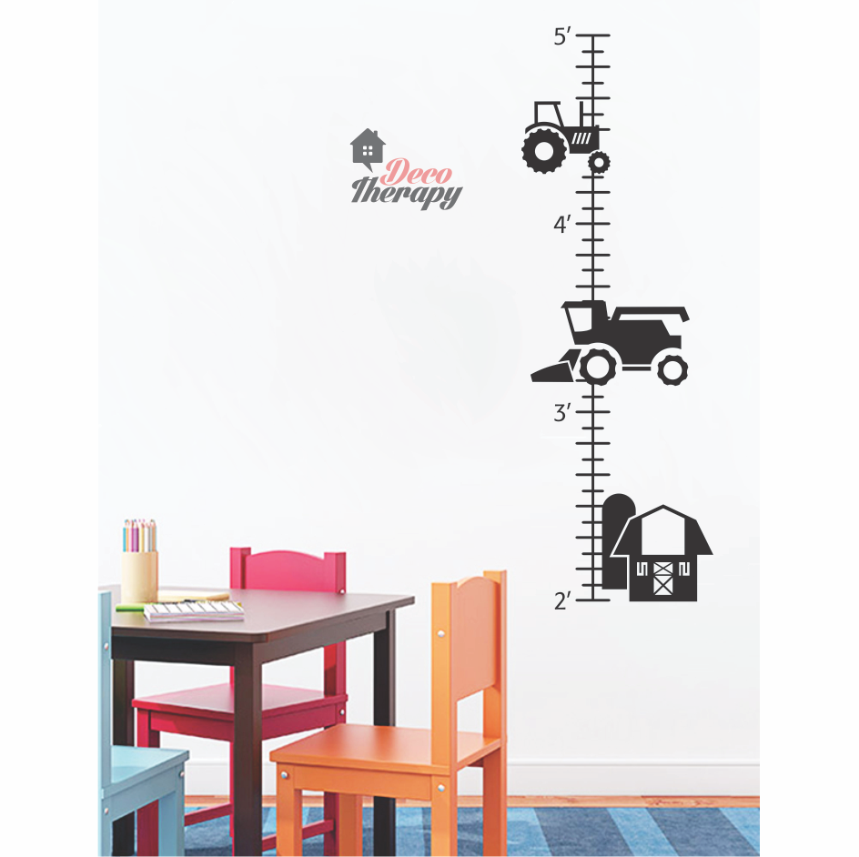 Height Chart Farm Tractor Wall Sticker