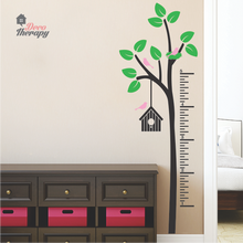 Load image into Gallery viewer, Height Chart Tree Birdhouse - Light Green Leaves Wall Sticker