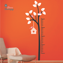 Load image into Gallery viewer, Height Chart Tree Birdhouse - White Leaves Wall Sticker