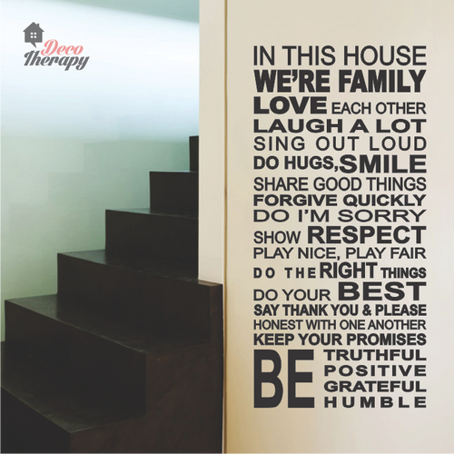 In This House Rules Grateful Humble Wall Sticker