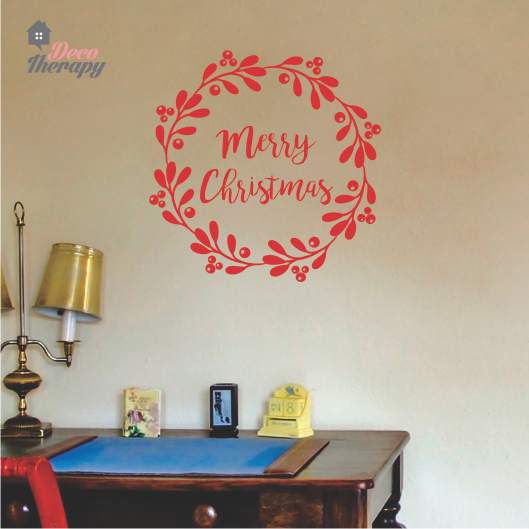 Merry Christmas Wreath Wall Sticker