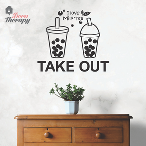 Milktea Take Out Sign Wall Sticker