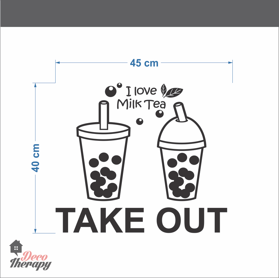 Milktea Take Out Sign Wall Sticker