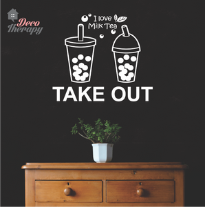 Milktea Take Out Sign Wall Sticker