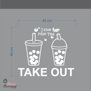 Milktea Take Out Sign Wall Sticker