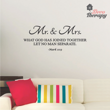 Load image into Gallery viewer, Mr and Mrs Let No Man Separate Wall Sticker