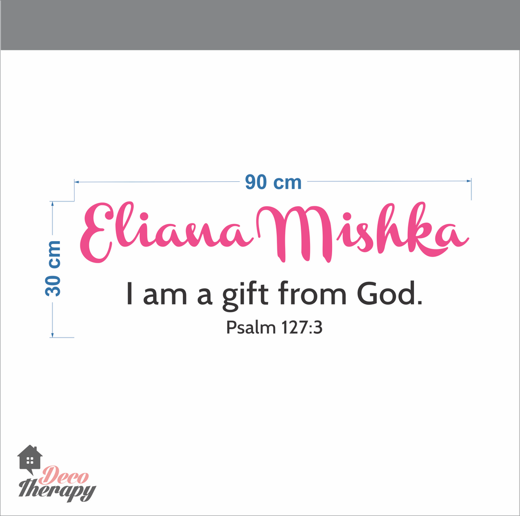 Customized Name I Am A Gift From God Design Wall Sticker