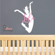 Load image into Gallery viewer, Customized Name Jump Silhoutte Design Wall Sticker