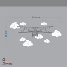 Load image into Gallery viewer, Airplane with Clouds V1 Wall Sticker