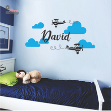 Load image into Gallery viewer, Customized Name Airplanes &amp; Clouds V2 Design Wall Sticker