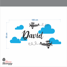 Load image into Gallery viewer, Customized Name Airplanes &amp; Clouds V2 Design Wall Sticker