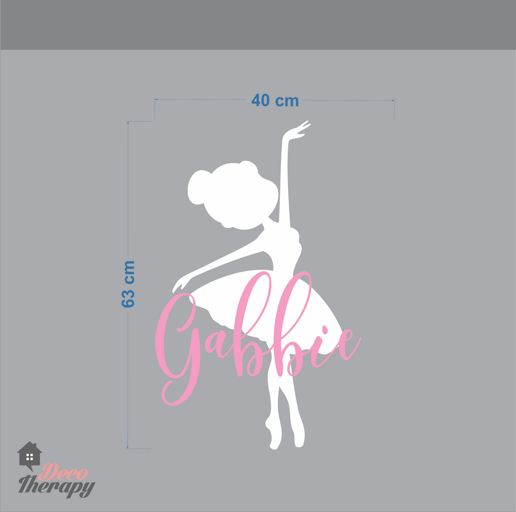 Customized Name Ballerina Design Wall Sticker