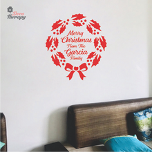 Load image into Gallery viewer, Customized Name Christmas Wreath Design Wall Sticker