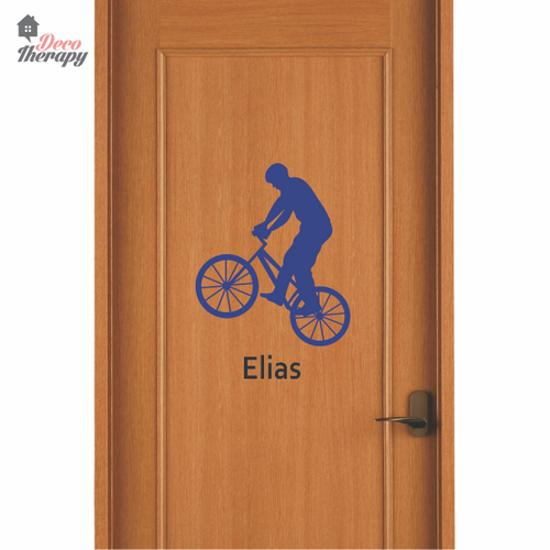 Customized Name Cyclist Design Wall Sticker