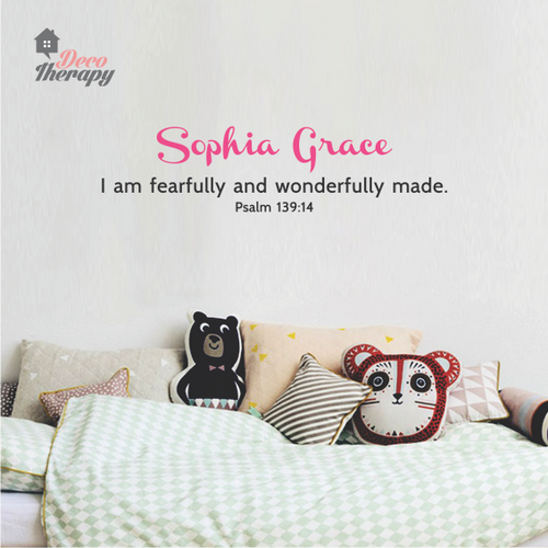 Customized Name Fearfully And Wonderfully Made Design Wall Sticker