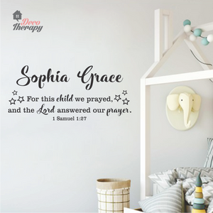 Customized Name For This Child We Prayed Design Wall Sticker