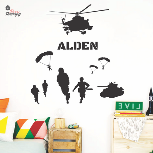 Customized Name Military Soldiers Design Wall Sticker