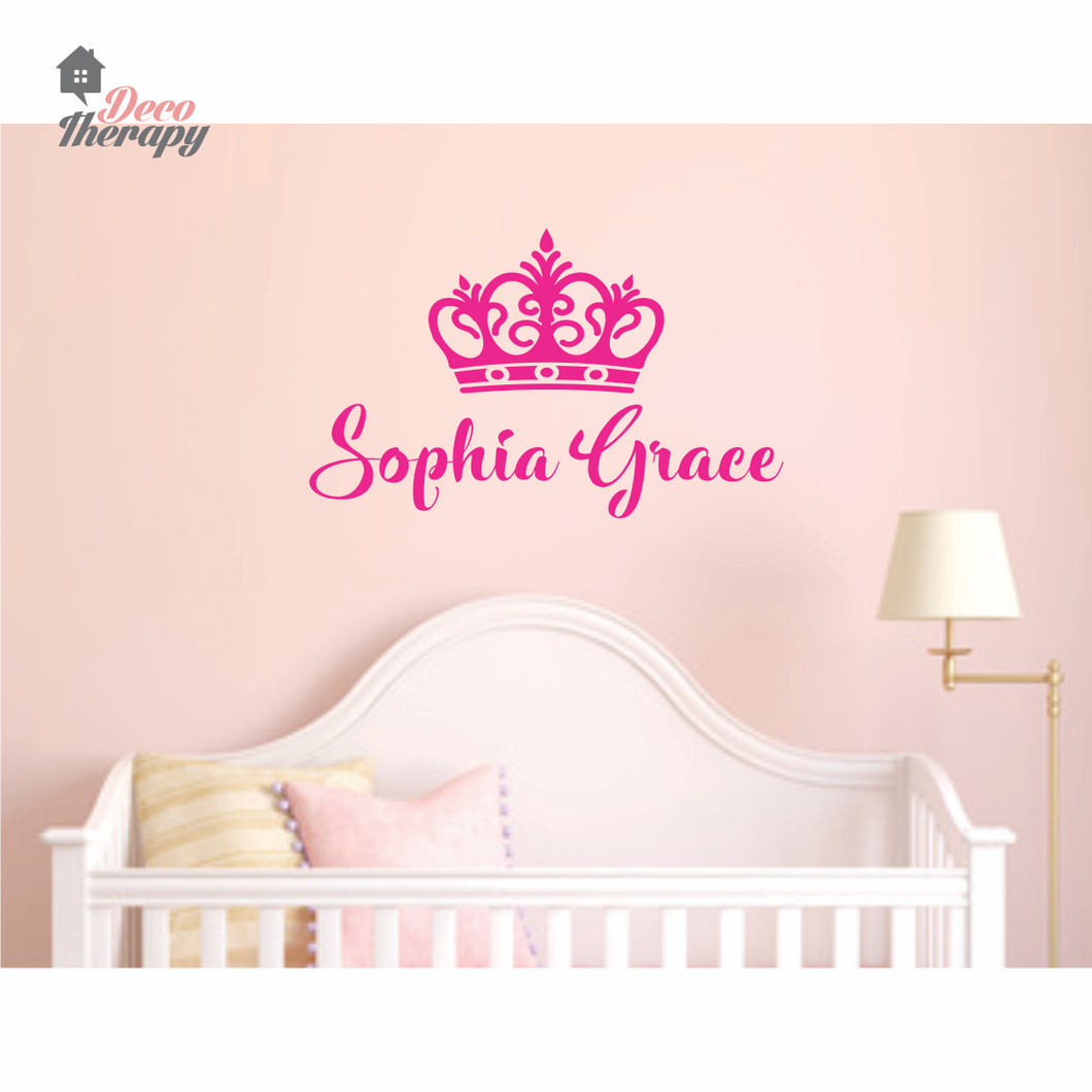 Customized Name Sophia Grace Crown Design Wall Sticker