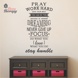 Pray Work Hard Dream Big Wall Sticker