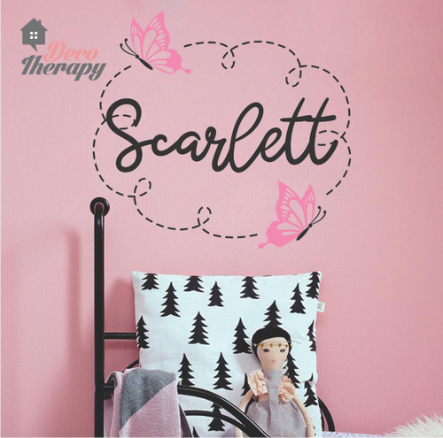 Customized Name Scarlett With Butterflies Design Wall Sticker