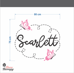 Customized Name Scarlett With Butterflies Design Wall Sticker