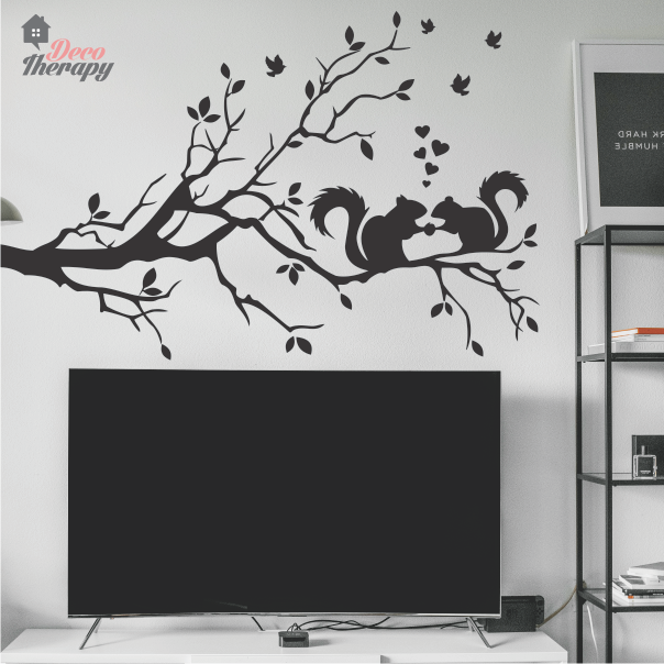 Squirrels On Tree Wall Sticker