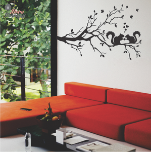 Squirrels On Tree Wall Sticker