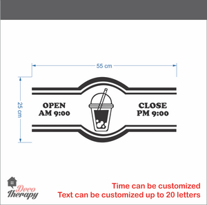 Customized Store Hours Milktea Design Wall Sticker