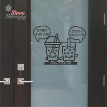 Load image into Gallery viewer, Customized Store Hours Milktea Design Wall Sticker