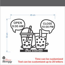 Load image into Gallery viewer, Customized Store Hours Milktea Design Wall Sticker