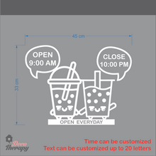 Load image into Gallery viewer, Customized Store Hours Milktea Design Wall Sticker