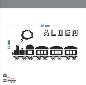 Customized Name With Train Design Wall Sticker