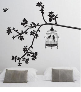 Tree Bird Cage Wall Sticker