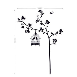 Tree Bird Cage Wall Sticker