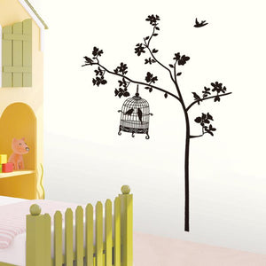 Tree Bird Cage Wall Sticker