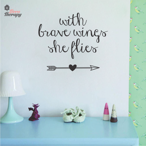 With Brave Wings She Flies Wall Sticker